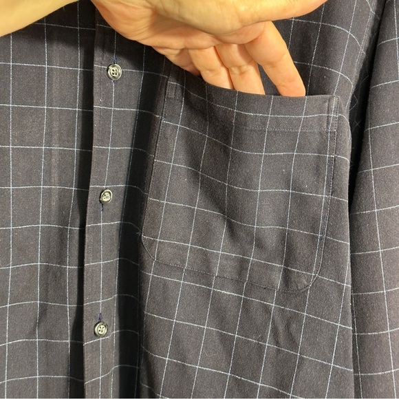 Paul Stuart Cooper button down long sleeve shirt, sz. L, dk. blue, windowpane - Picture 3 of 9